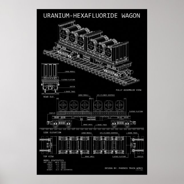 Póster Vagón de hexafluoruro de uranio PTW "Plano" (Frente)