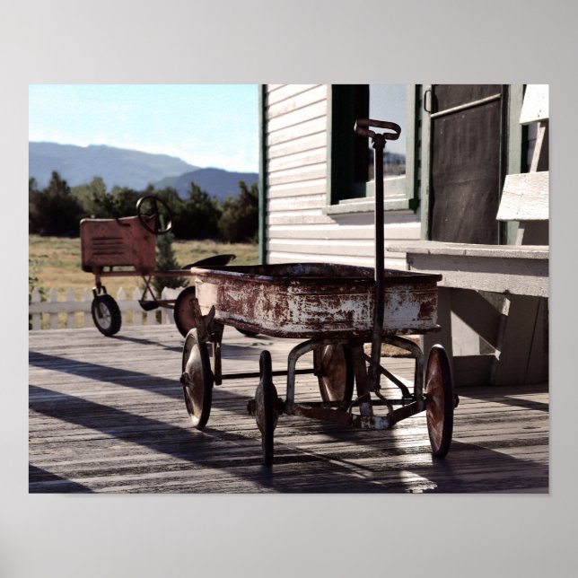 Póster Vagón de juguetes y tractores de época (Frente)