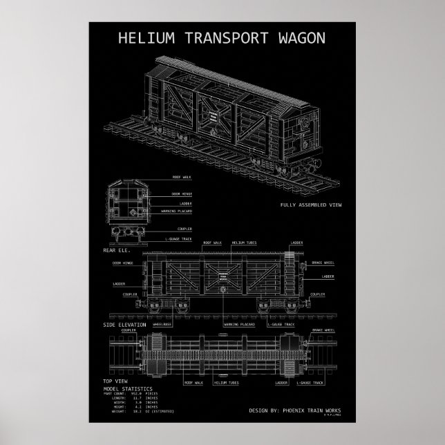 Póster Vagón de tren de helio PTW "Blueprint" (Frente)