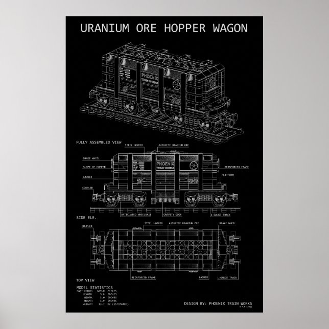 Póster Vagón de tren tolva de mineral de uranio PTW "Plan (Frente)