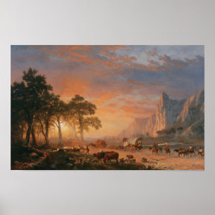 Póster Vagones de cobertura vintage en el sendero Oregon