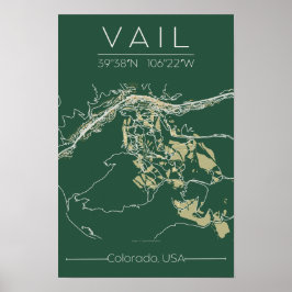 Póster Vail Colorado Map Poster Mountain Edition Minimal