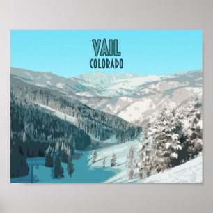 Póster Vail Colorado Snow Vintage