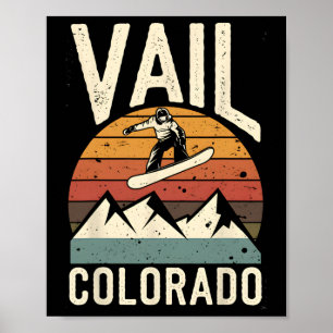 Póster Vail Colorado Snowboard Vintage Snowboard
