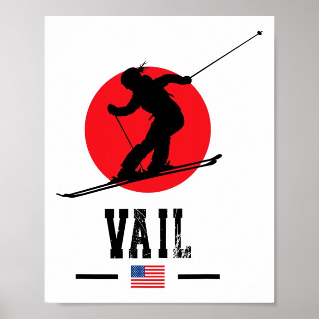 Póster Vail Usa Ski Resort Rocky Mountains American Skiin (Frente)