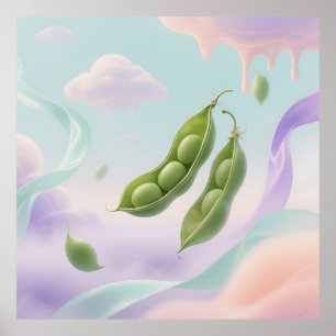 Póster Vainas de Guisantes Flotantes Soñadoras