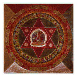 Póster Vajrayogini está en dos triángulos rojos cruzados
