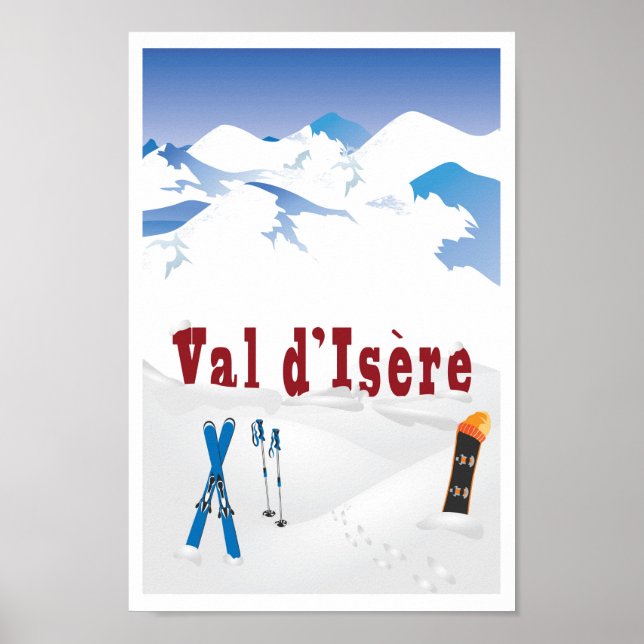 Póster Val d'Isere, Alpes franceses, Poster de esquí (Frente)