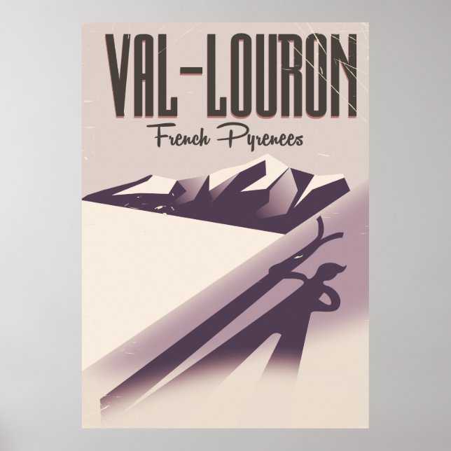 Póster Val-Louron, afiche de viajes para esquiadores en F (Frente)
