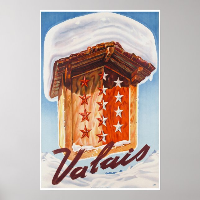Póster Valais, Suiza, Suisse, Poster de esquí (Frente)