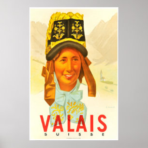 Póster Valais, Suiza, Suisse, Poster de esquí