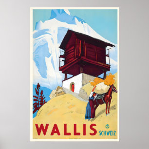 Póster Valais Wallis Alpes suizos Suiza Vintage