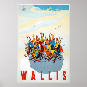 Póster Valais Wallis Zermatt Esquí Suiza Alpes Suizos