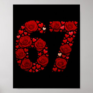 Póster Vale 67 Meme Rosa Corazones Divertido Seis Siete V