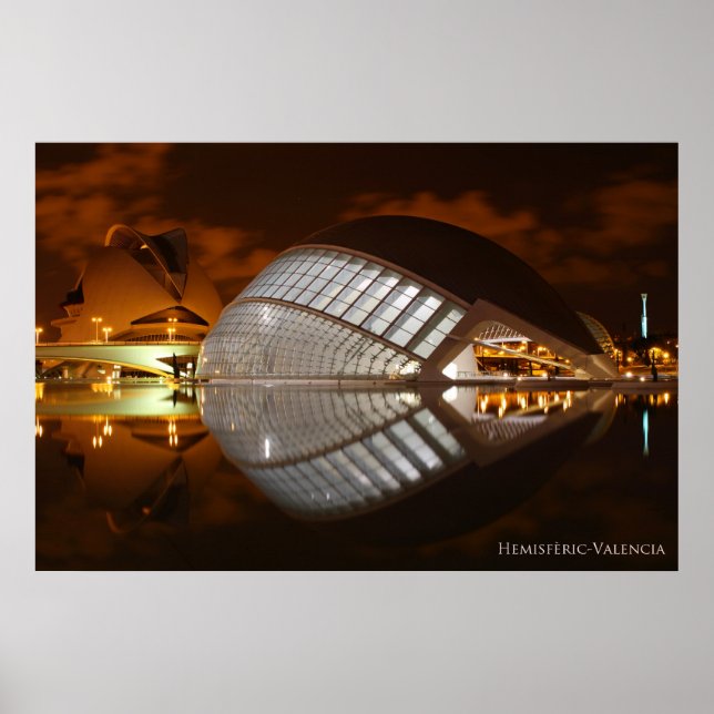 Póster Valencia hemisférica, Ciudad de las Artes y las Ci (Frente)