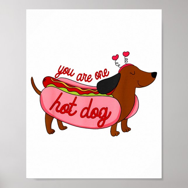 Póster Valentín Eres Un Perrito Caliente Cute Dachshund W (Frente)
