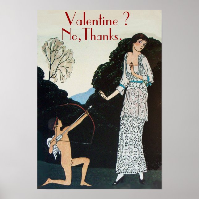 PÓSTER VALENTÍN ? NO,GRACIAS /RETRO ANTI DÍA DE SAN VALEN (Frente)