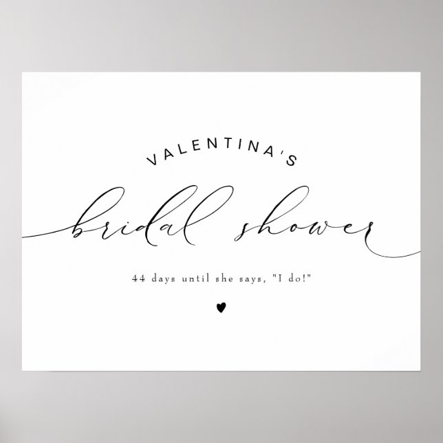 Póster ValENTINA Moderna Y Elegante Ducha Bridal (Frente)