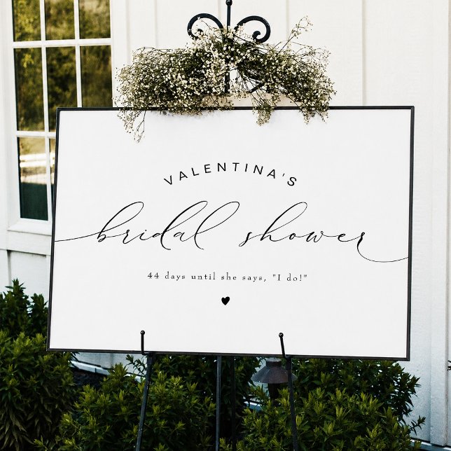 Póster VALENTINA Moderno Script Elegante para Despedida d (Elegant Landscape Calligraphy Script Bridal Shower Welcome Sign)