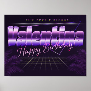 Póster Valentina Nombre Vorname retro Poster Geburtstag