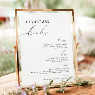 Póster VALENTINA Su firma y su firma bebe cócteles