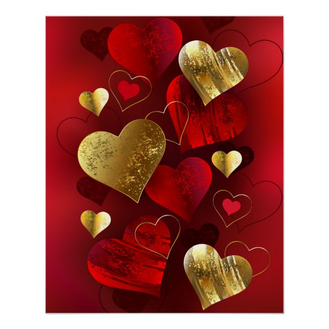 Póster Valentinas doradas y rojas (Anverso)