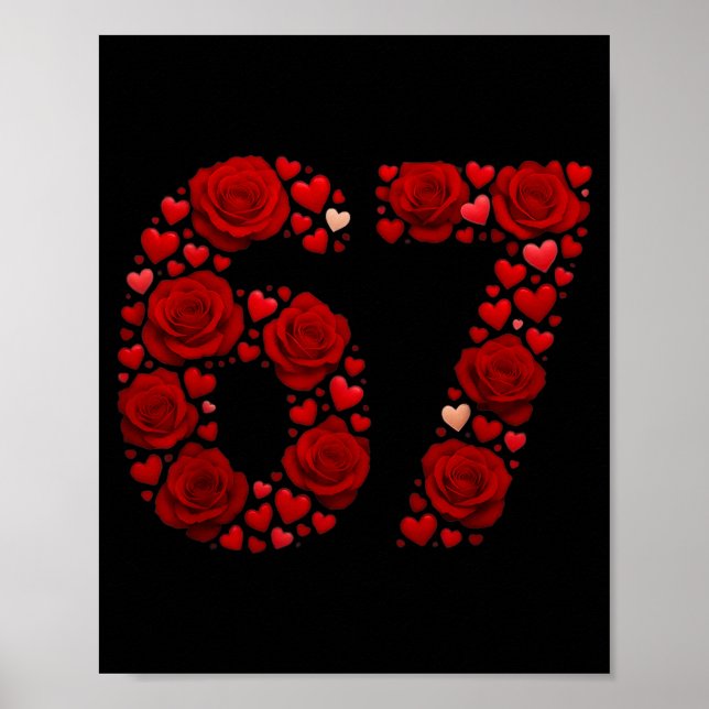 Póster Valentine 67 Meme Rose Hearts Funny Six Seven Vale (Frente)
