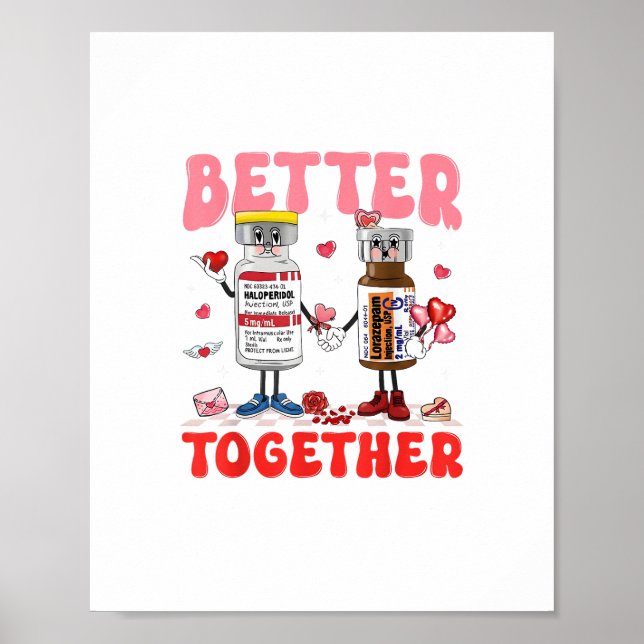 Póster Valentine Better Together Nurse Pink Bow Modern De (Frente)