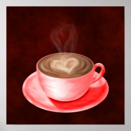 Póster Valentine Cappuccino Art Heart
