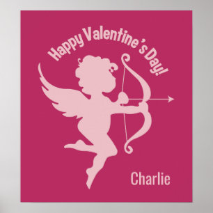 Póster Valentine Cupid optional name poster