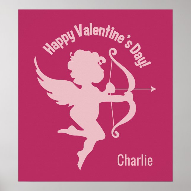 Póster Valentine Cupid optional name poster (Frente)