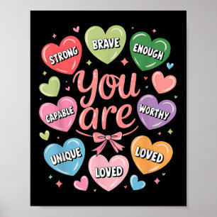 Póster Valentine Eres Amada, Merece Suficiente Corazón Ve