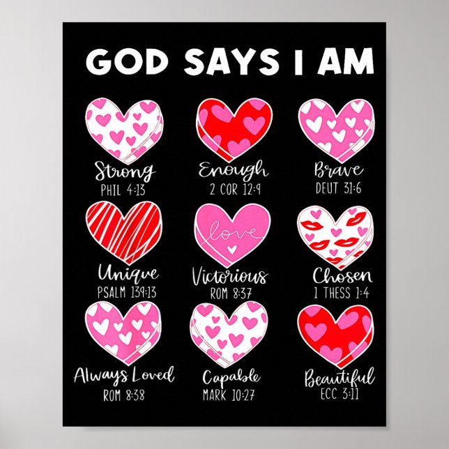 Póster Valentine God Says I Am Heart Girl Women Kid Chris (Frente)