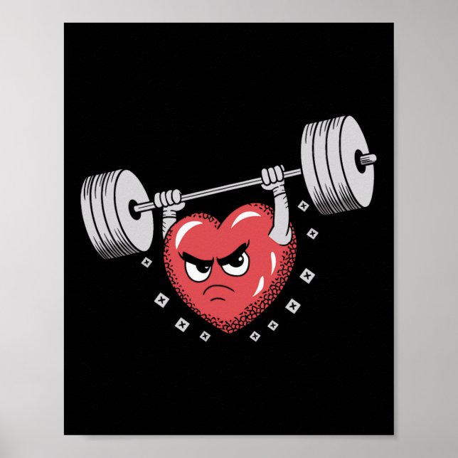 Póster Valentine Heart Lifting Pesos Graciosos (Frente)