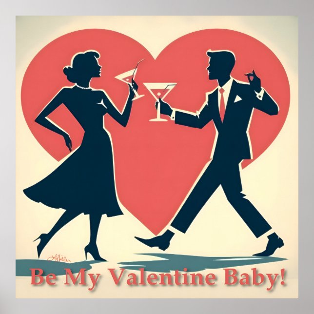 Póster Valentine Hip Martini Pareja de baile de mediados  (Frente)
