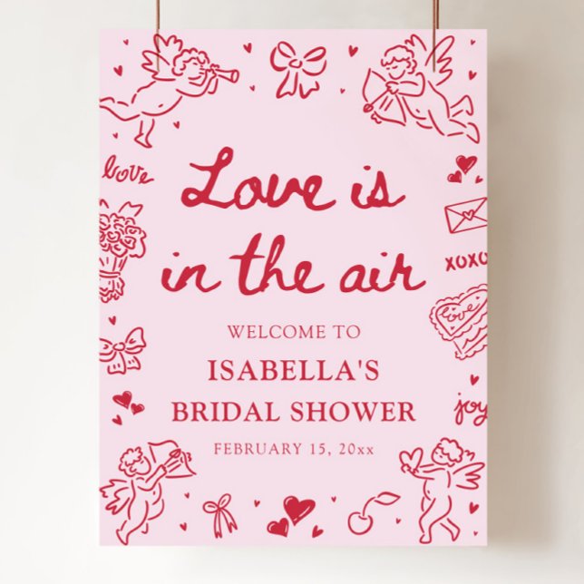 Póster Valentine Love is in the Air Bridal Shower Welcome (Valentine Love is in the Air Bridal Shower Welcome Poster)