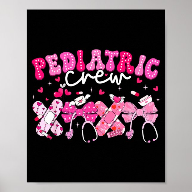 Póster Valentine Pediatric Crew Xoxo Nurse Coquette Bow P (Frente)