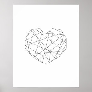 Póster Valentine print. Heart black and white wall art
