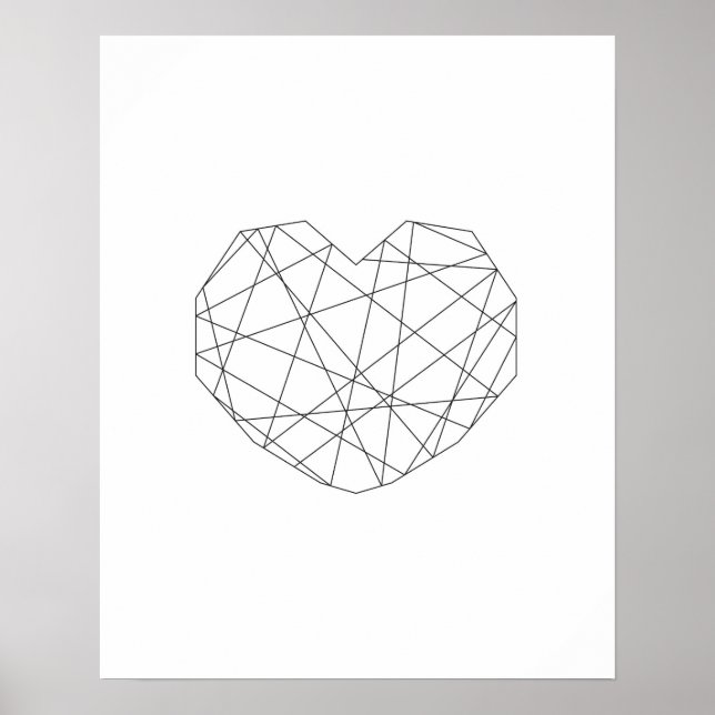 Póster Valentine print. Heart black and white wall art (Frente)