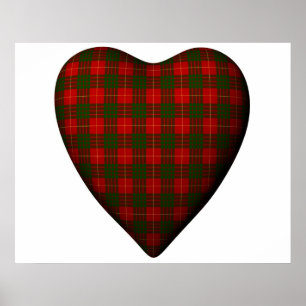 Póster Valentine Red Heart Scottish Cameron Tartán
