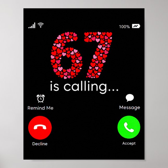 Póster Valentine’s Day 6-7 Meme Six Seven 6 7 Valentine H (Frente)