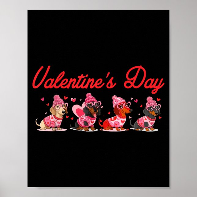 Póster Valentine’s Day Dog Cute Dachshund Dogs For Dog Mo (Frente)