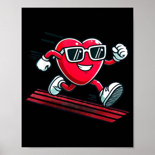 Póster Valentine’s Day Love Heart Runner Track Running  (Frente)