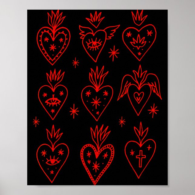 Póster Valentine’s Day Mexican Milagro Gothic Goth Sacred (Frente)