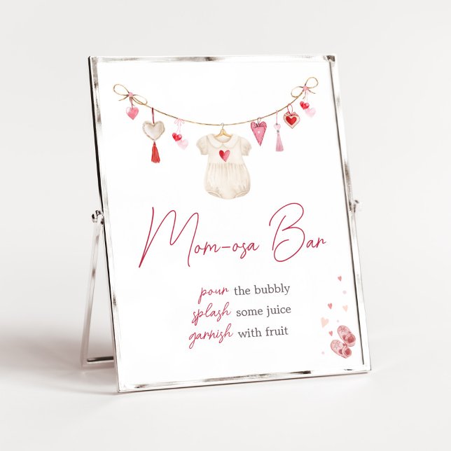 Póster Valentine Slove Mom Osa Bar (A Little Sweetheart Valentine Baby Shower Mom Osa Bar Sign)