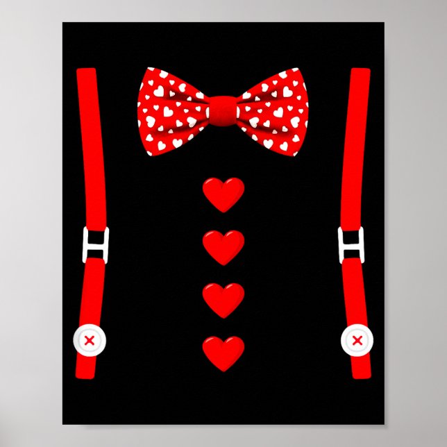 Póster Valentine Tuxedo Heart Outfit Funny Love  (Frente)