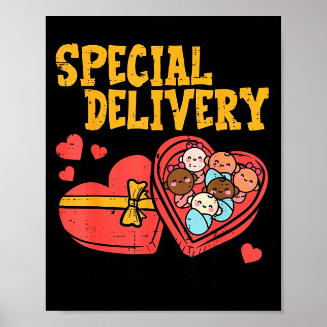 Póster Valentines Day Baby Special Labor Delivery Nurse W (Frente)
