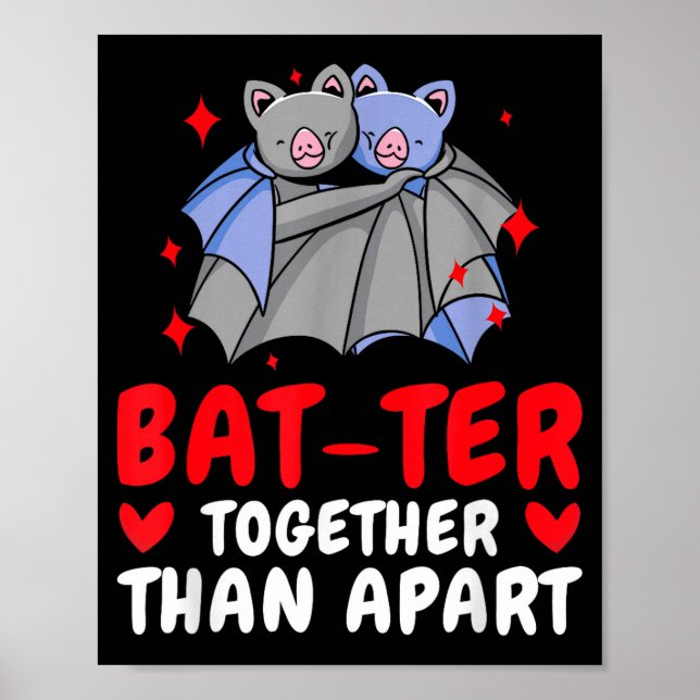 Póster Valentine's Day Cuddling Cute Bats Couple Bat Vale (Frente)
