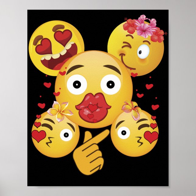 Póster Valentine's Day Emoji Face Love Heart  for Kids (Frente)