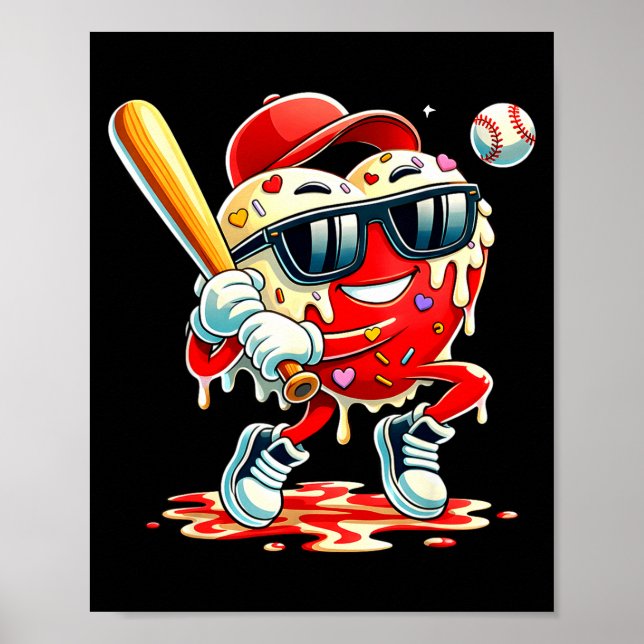 Póster Valentines Day Heart Baseball Drip Ice Cream Boys  (Frente)